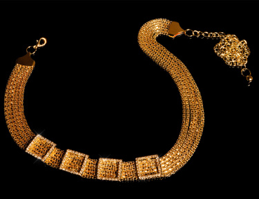 Trendy ketting riem met strass steentjes goud